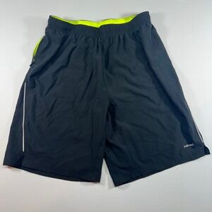 Hind Mens 2-in-1 Running Shorts Black Neon Yellow Compression Liner Size Medium